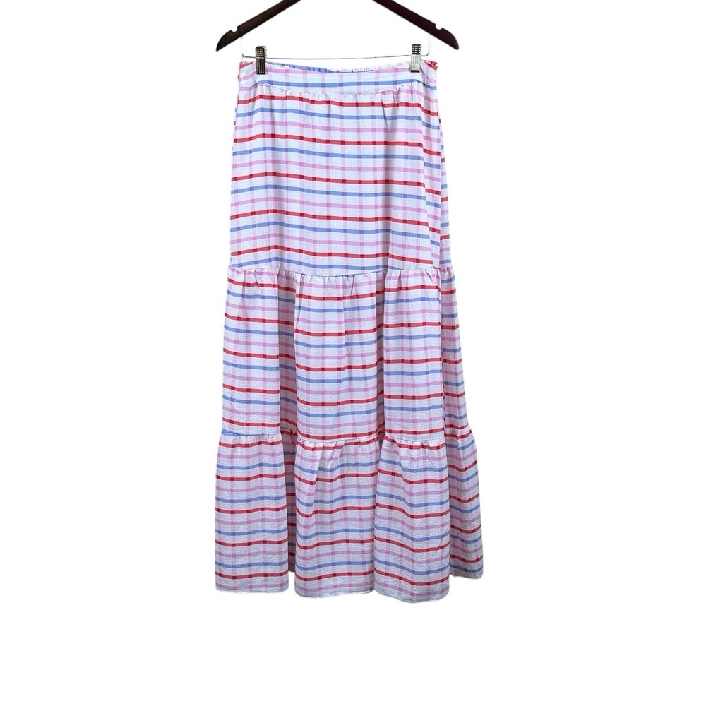 Buddy Love Women White Checkered Casual Maxi Skirt Size Medium EUC